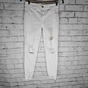 American Eagle White Distressed High Rise Jegging Ankle 2S